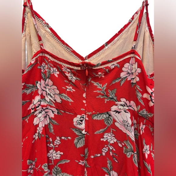 Lulus Esperanza Red Floral Midi Dress M Sleeveless Fit & Flare ❤️🌼❤️ - Picture 8 of 9